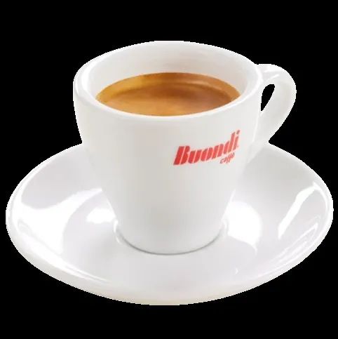An espresso with crema in a white cup