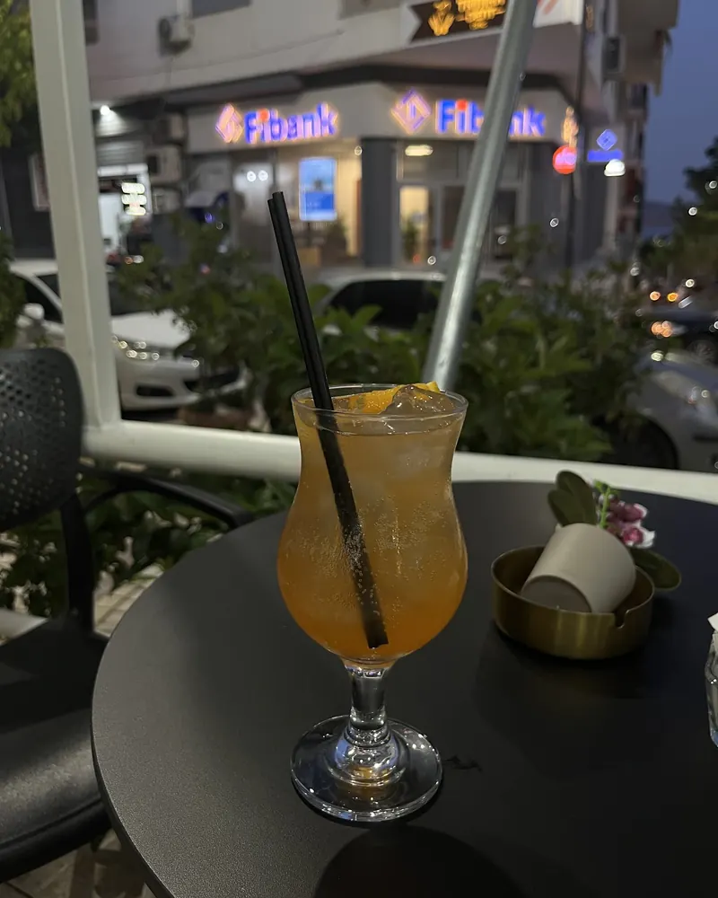 Orange juice on the terrace in the evening
